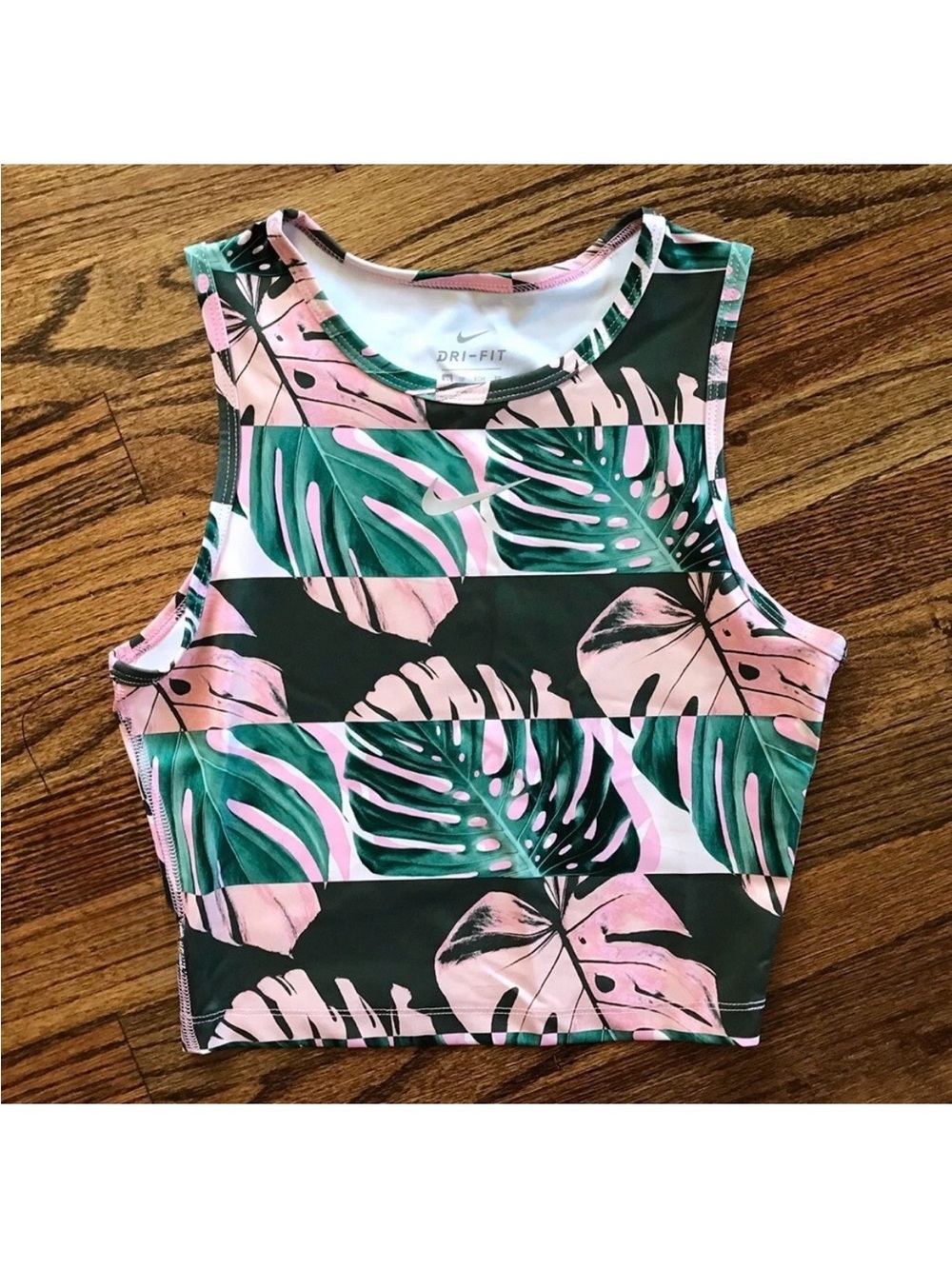 Nike Tropical Leaf Dri-FIT Crop Top - Pink & Green
